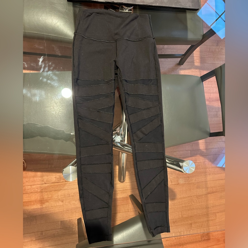 Black Lululemon Leggings with Mesh Panels